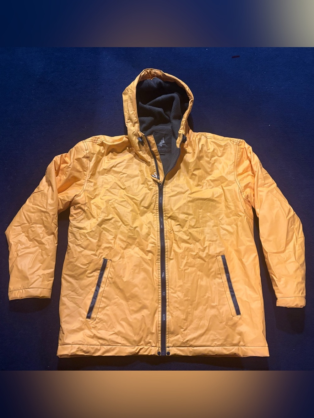 Classic Yellow Misty Harbor Fleece Lined Raincoat Men’s Medium Jacket Hooded